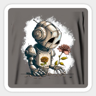 red roses and robots Sticker